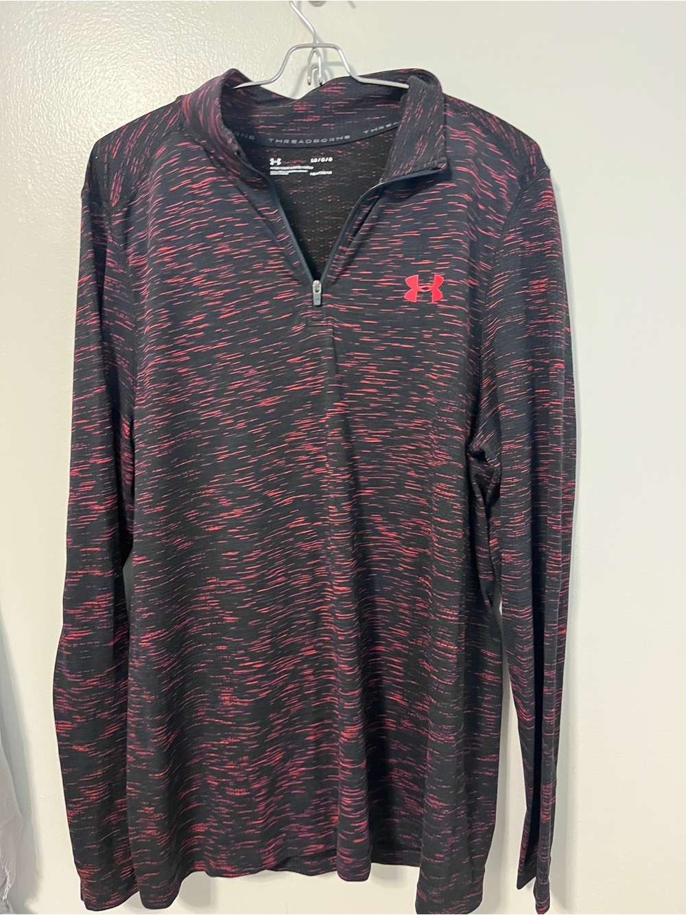 Under Armour Men's Black & Red Heathered Quarter-Zip Pullover